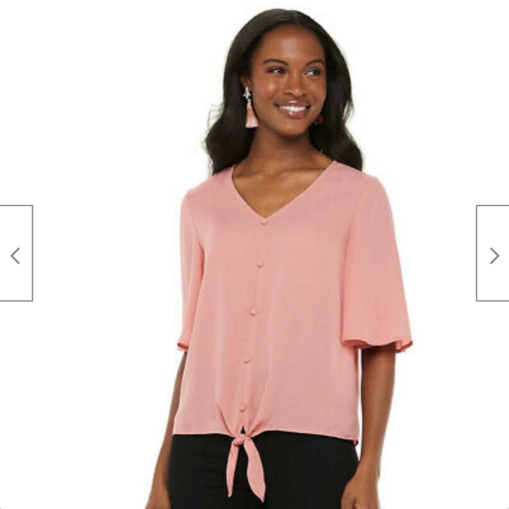 Apt 9 Button Tie Front Top